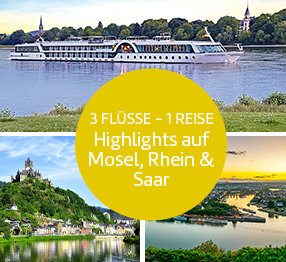 Collage der Flusskreuzfahrt auf Mosel, Rhein und Saar