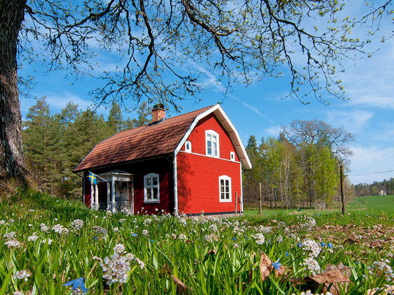 Klassisches rotes Schwedenhaus.