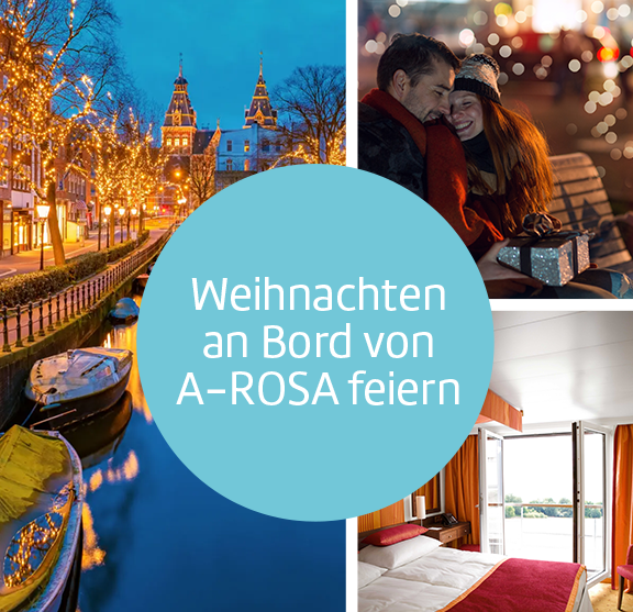 Bilder-Collage: Weihnachten an Bord von A-ROSA feiern.