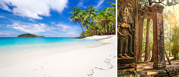 Bildcollage der Rundreise Thailand, Laos & Kambodscha