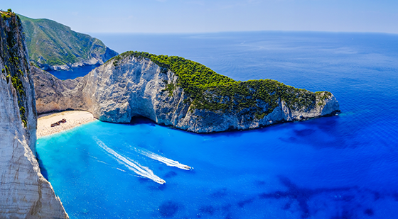 Blick auf eine Bucht in Zakynthos.