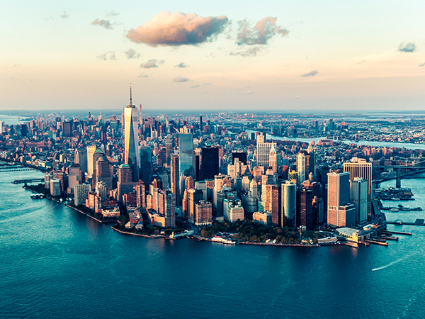 Blick auf New York City.