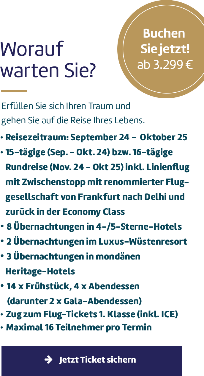 Alle Eckdaten der Reise im Überblick