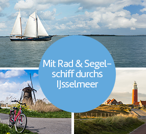 Bild-Collage: Mit Rad und Segelschiff durchs IJseelmeer.