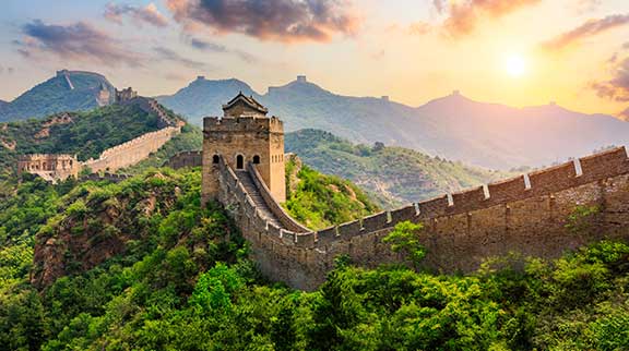 Teilstück der Großen Mauer in China.