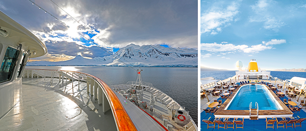 MS Hamburg: Eiswelt vor dem Bug, Pooldeck