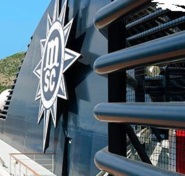 Schornstein eines MSC Schiffes.
