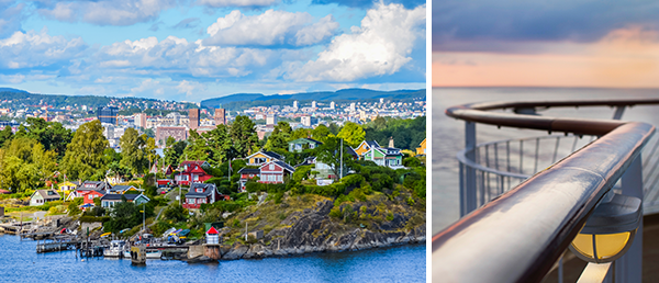 Blick auf Oslo und Reiling mit Blick über das Meer.