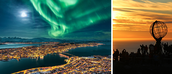 Blick auf die Stadt Tromso und das Nordkap.