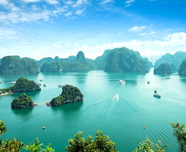 Blick auf die Halong-Bucht