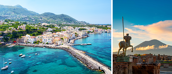 Bild-Collage: Ischia & Pompeji.