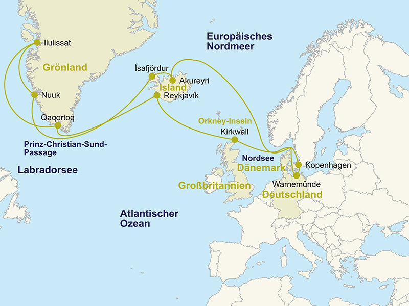 Karte der Kreuzfahrt