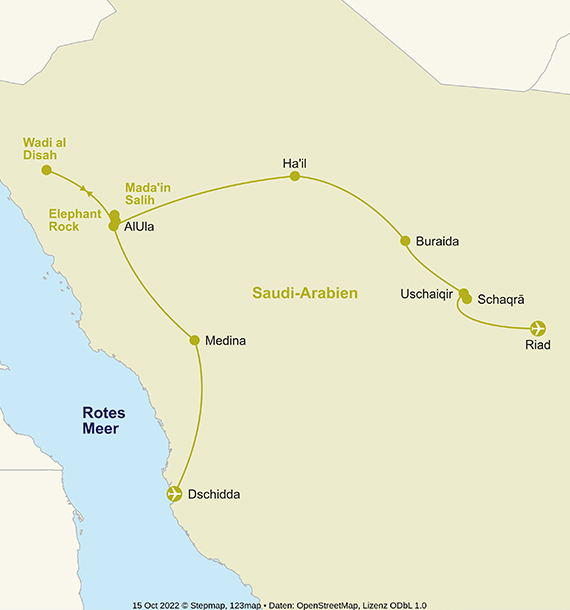 Route Rundreise Saudi-Arabien